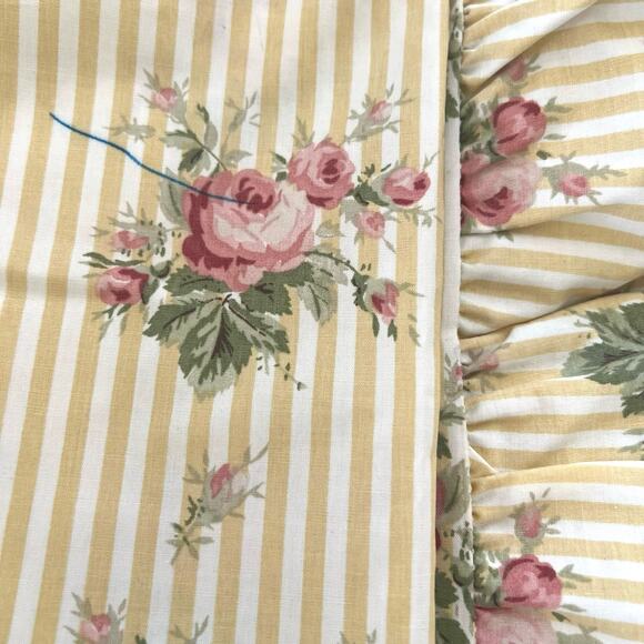 Ralph Lauren Sophie Brooke Floral roses strips ruffle edge sheet set - Picture 9 of 9